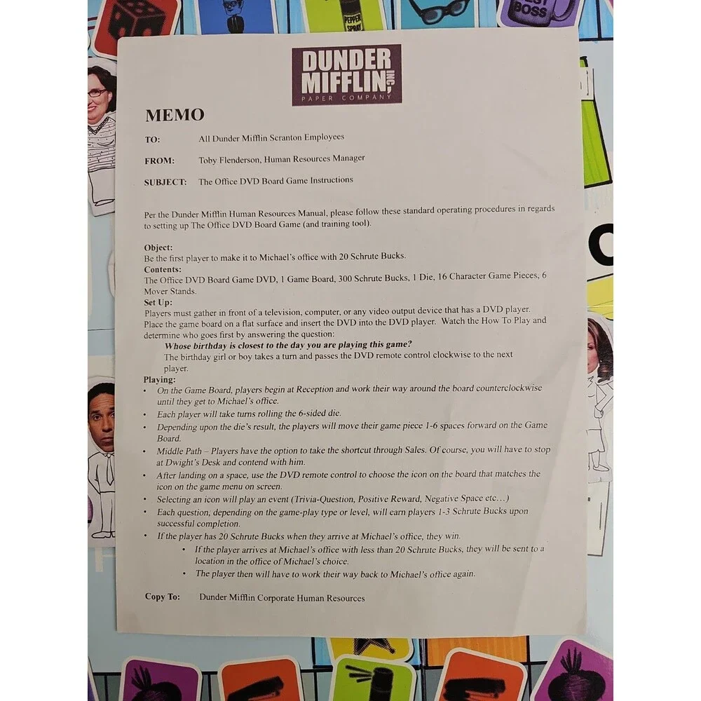 The Office DVD Board Game NBC Dunder Mifflin Complete 2-6 Players Adult